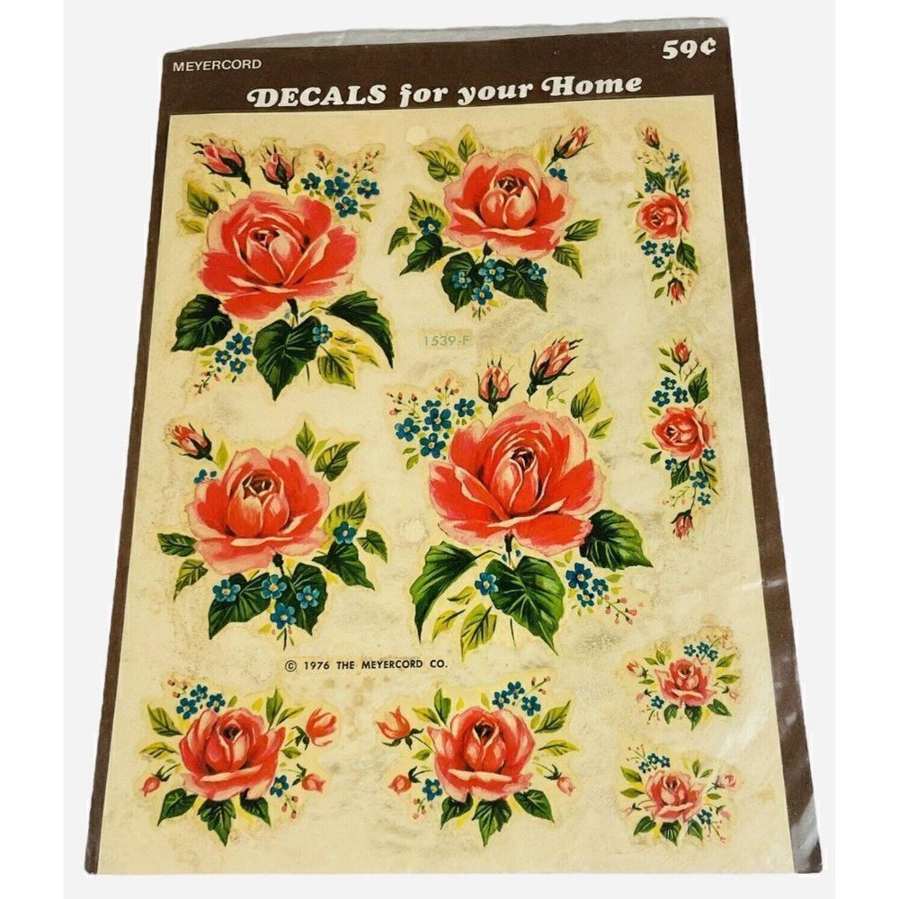 NOS Vintage 1976 Meyercord Decals Roses Flowers Floral Kitschy Transfer Crafts